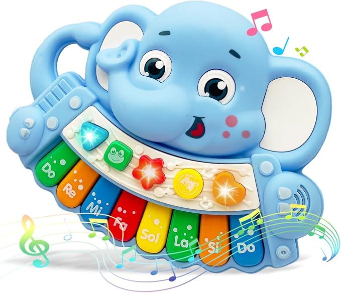 Baby Music Toys for Toddlers, Light Up Music Baby Toys for 18+ Months Early Learning Educational Piano Keyboard Infant Toys Baby Boy Girl Gifts (Elephant)