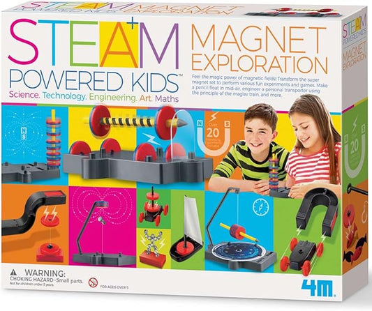4M - STEAM Magnet Exploration - Hands-On Science Kit with Magnetic Toys Experiments for Kids Ages 5+ - Includes Magnet Toys Wand, U-Shaped Magnet, More - Educational STEM Toy GIF, Magnet Science Kit