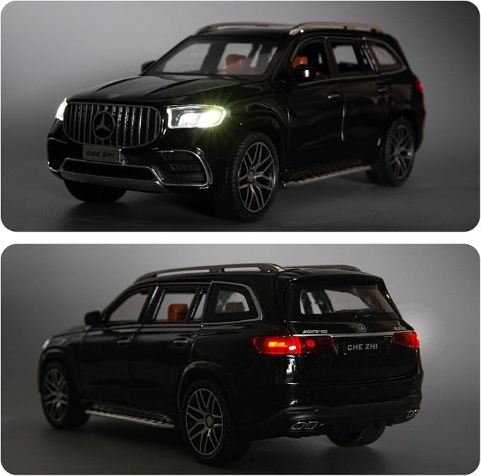 WAKAKAC Diecast Car Model GLS63 AMG 1/24 Alloy Collectible Pull Back Toy Car with Light and Sound Toy Vehicle for Adult Boys Gift(Black)