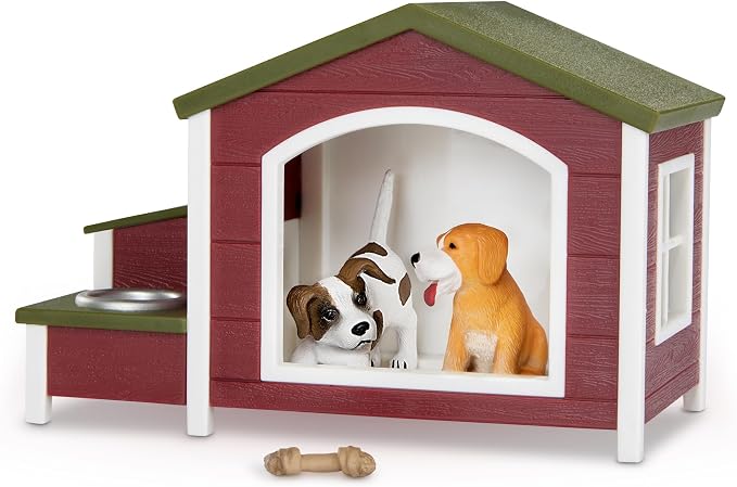 Terra by Battat – 5 Pieces Dog House Playset with Toy Dog Figurines – Durable & Realistic Animal Figures for Toddlers – Educational Playset Encourages Imaginative Play & Early Learning – 3+ Years