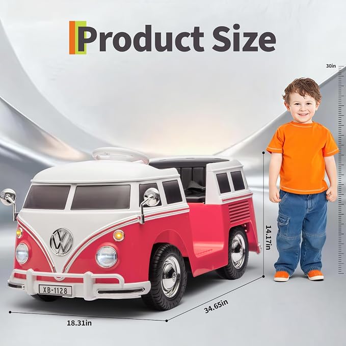 6V Licensed Volkswagen Electric Ride-on Car for Toddlers with 4.5AH Long-Lasting Power Battery, Ride on Bus with Led Light, Horn and Music, Battery Powered Ride on Toy for Kids - Gift for Sweets