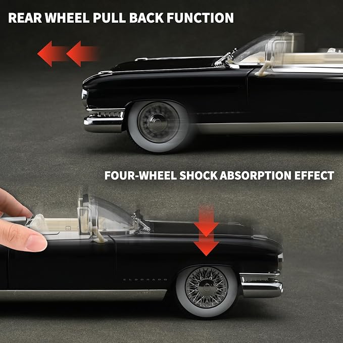 RZAPE Toy Car Models 1/24 Diecast Cars Eldorado Metal Model Car Carros De Coleccion,Model Cars Kits for Adults and Boys,Pull Back Car with Lights and Sounds,Toy Cars for Boys Age 4-7（Black）