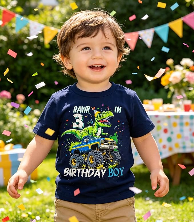 Lovekider 2-5 Years Birthday Boy Shirt Construction Party T-Shirts Excavator Cotton Short Sleeve Tee Dark Grey