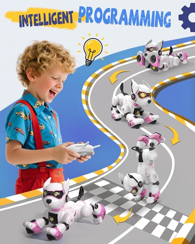 anysun Robot Dog Toy for Kids, Programmable Remote Control Robots Puppy with Voice & Touch Sensors, Dancing & Singing, Animal Sound Imitation, Smart Stunt Robot Pet, Interactive Robotic Dog for Kids