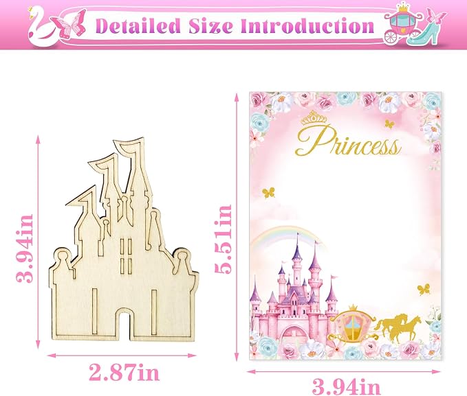 Xvvti 16PCS Princess Party Favors- DIY Princess Wood Painting Kits with Art Supplies – Fun Thank You Gifts, Birthday Party& Goodie Bag Stuffers