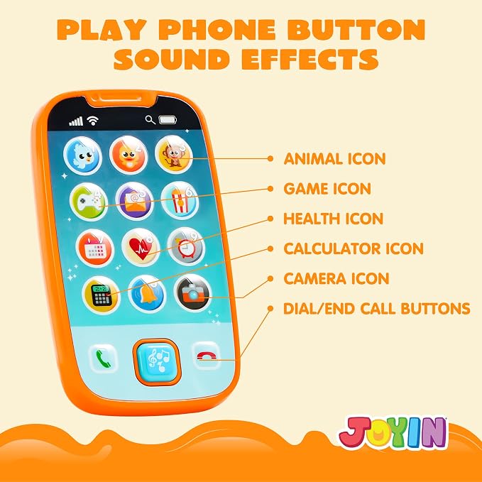 JOYIN Smartphone Toys for Baby, Remote Control Baby Phone with Music, Learning Toy, Birthday Gifts for Infants, Kids, Boys and Girls