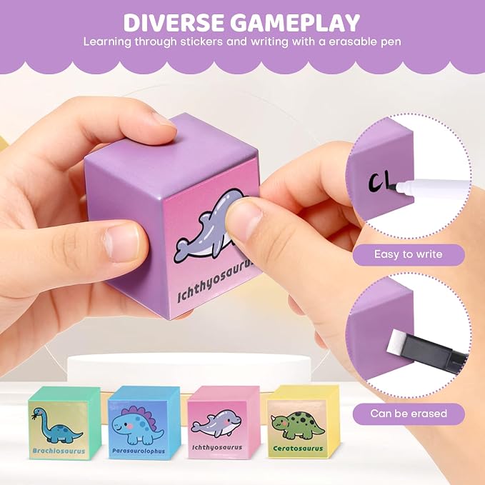 50 PCS Large Magnetic Blocks for Kids - 1.24" Macaron Colors Magnet Building Blocks with Stickers & Marker, Classroom Educational Toys for Toddlers1-3, Ideal Gift for 3-5 Year Old Boys Girls