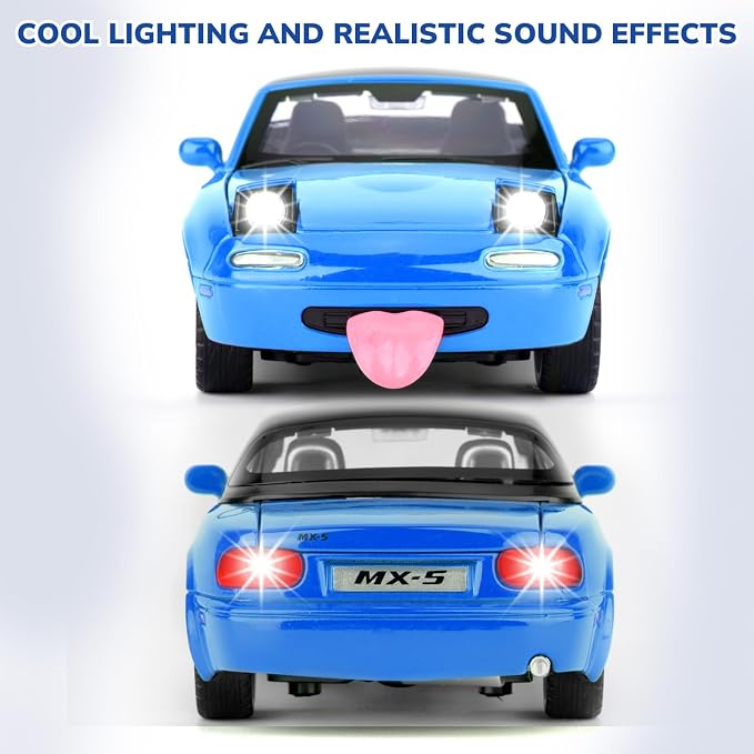 Car Toys for Boys 1 32 Diecast Cars Metal Toy Car,Collectibles Model Car Kits for Adults and Kids,Pull Back Cars with Lights and Sounds,Toy Cars for Boys Age 4-7（Blue）