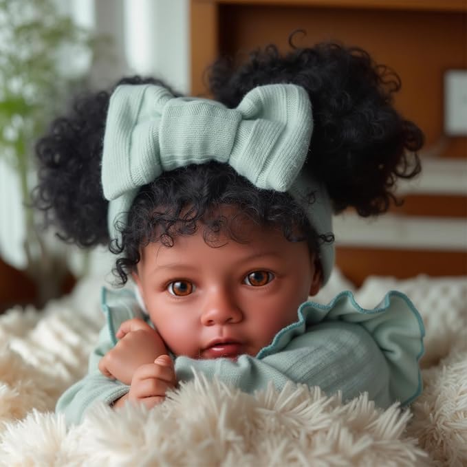 BABESIDE Lifelike Reborn Baby Dolls Black Girl- 20 Inch Soft Body Realistic-Newborn Handmade Real Life Baby Dolls with Clothes and Toy Gift for Kids Age 3+