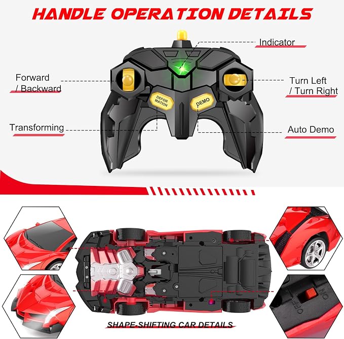 Dolanus Remote Control Car - Transform Robot RC Cars, Toys for Ages 5-7, Kids Toys, 4 Year Old Boy Toys, Toys for 3 4 5 6 7 8 10 12 Years Old Boy, Gifts for Boys Kids Toddlers Birthday