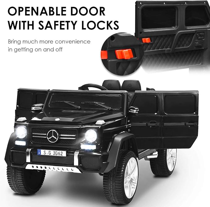 Costzon Ride on Car, Licensed Mercedes-Benz Maybach, 12V Battery Powered Vehicle Toy w/ 2 Motors, Remote Control, 3 Speeds, Lights, Horn, Music, Aux, Storage, Truck, Electric Car for Kids (Black)