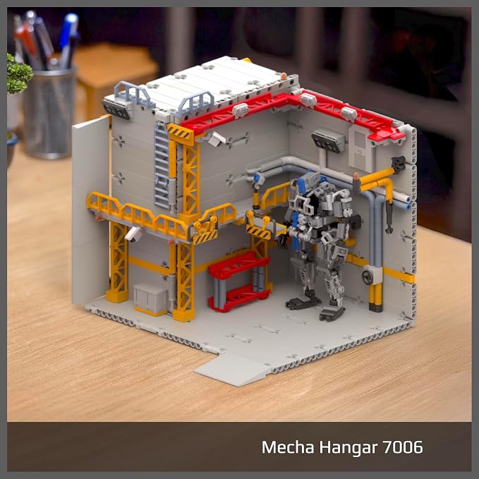 MyBuild Mecha Hangar 7006 with Mech – Robot Building Kit, Modular Mecha Base & Multi-Level Display System, Maintenance Bay for Mech Builds, Compatible with 7007 & 7008, Ages 16+