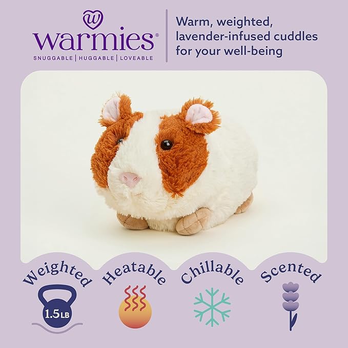 warmies Microwavable & Weighted Stuffed Animals, Guinea Pig - Heated Stuffed Animal Plushie for Warmth & Comfort - Cute Soft Plush Toys for Adults & Children (Boys, Girls, Babies & Toddlers)