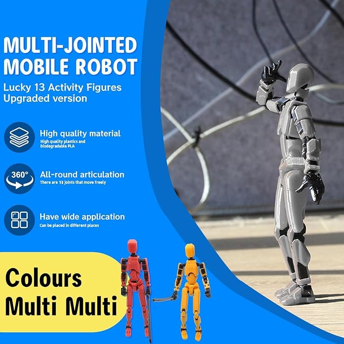 MerryXD T13 3D Action Figure,Assembly Completed Dummy Nova Titan Lucky 13 Action Figure 3D Printed Multi-Jointed Movable Toy White