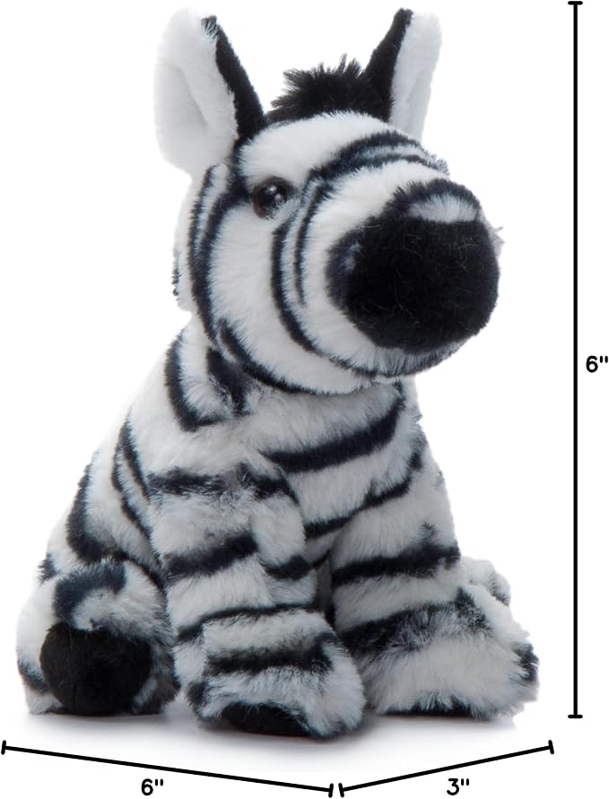 The Petting Zoo Zebra Stuffed Animal Plushie, Gifts for Kids, Wild Onez Babiez Zoo Animals, Zebra Plush Toy 6 inches