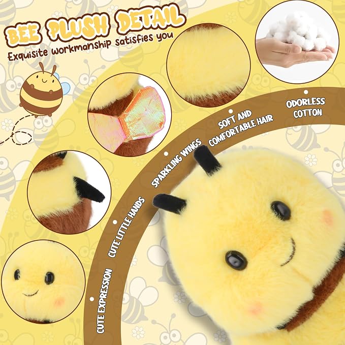Chubby Smiling Bee Plush, Lucky Soft Bumblebee Plush Toy, Cute Bee Stuffed Animal, The Best Gift for Child and Partners(8 inch)