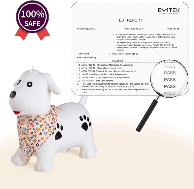 INPANY Bouncy Dog Hopper Toys for Toddlers-Hopping/Bouncing/Bounce Horse, Jumping Horse, Outdoor Indoor Inflatable Ride-on Animal Toy for Kids/Boys/Girls Gifts(Pump Included)