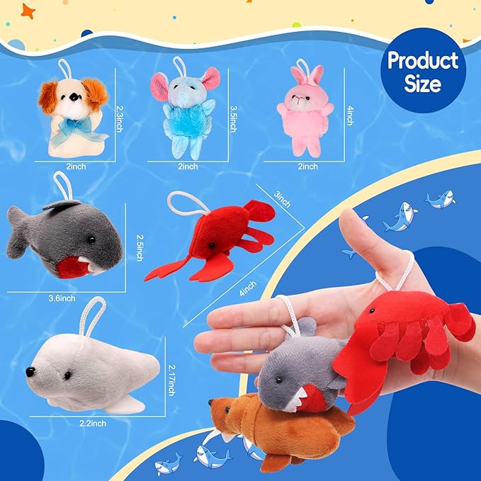 JoyRapt 48 Pack Small Sea Stuffed Animals Bulk Gifts for Kids (2.3/2"-2.5/3.5" Each), Birthday Party Favors Toys for Classroom Prizes, Goodie Bag Pinata Fillers, Carnival Treasure Box Toys (48PCS)