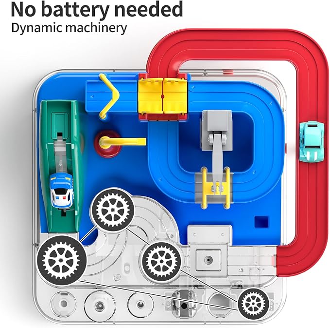 Car Race Track for Kids Ages 4-8, Kids Car Toys for 3 Year Old Boys, Race Track for Toddlers, City Set with 3 Small Cars(14.2 * 14.2 * 9in)