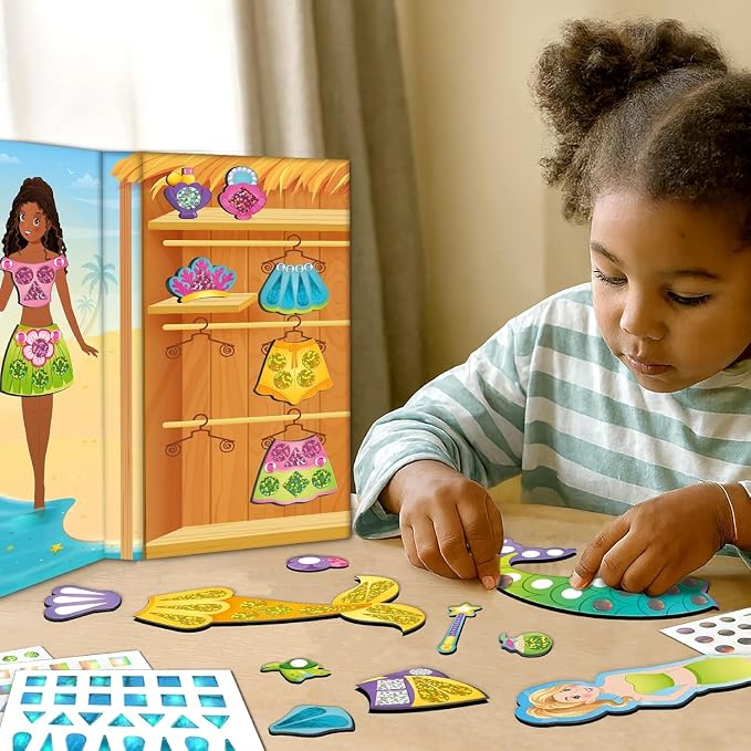 Imagimake DIY Magnetic Dress-Up Mermaid | Pretend Play Magnetic Toys for Kids 3-5 | 30 Magnetic Dresses & Accessories | Interchange & Create Unlimited Outfits | 3,4,5,6 & 7 Year Old Girl Birthday Gift