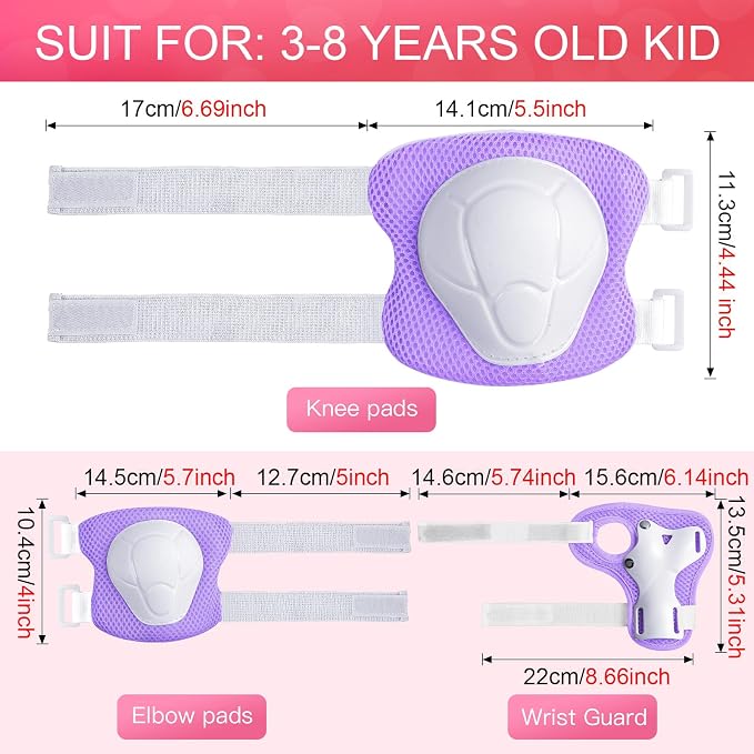 Wemfg Kids Protective Gear Set Knee Pads for Kids 3-14 Years Toddler Knee and Elbow Pads with Wrist Guards 3 in 1 for Skating Cycling Bike Rollerblading Scooter