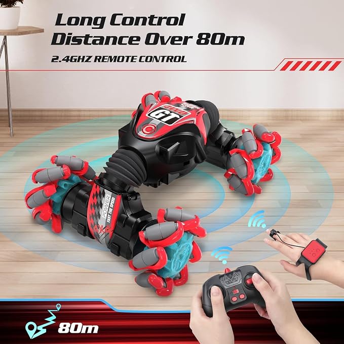 1:16 Gesture Sensing RC Stunt Car, Hand Controlled Remote Control Twist Cars with Light & Music, 4WD 360° Rotate Transform Drift, Gifts for 8-12 Kids Age 8 9 10 11 12 Yrs Old‌