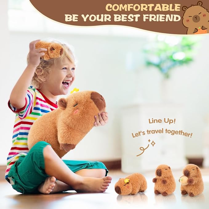 SuzziPals Flower Capybara Stuffed Animal with Babies Inside, 5PCS Capybara Plush Set with Mommy & 4 Baby Capybaras, Soft Plush for Bedroom Decor, Birthday Easter Gift for Kids & Capibara Lovers