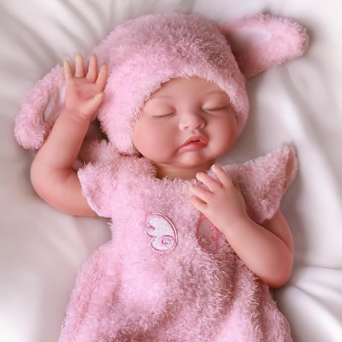 BABESIDE Silicone Baby Doll - 16 Inch (Weight 4 Lb) Reborn Baby Dolls Silicone Full Body Platinum Silicone Weighted Realistic Sleeping Newborn Lifelike Preemie Doll Gift Collectors & Kids Age 3+
