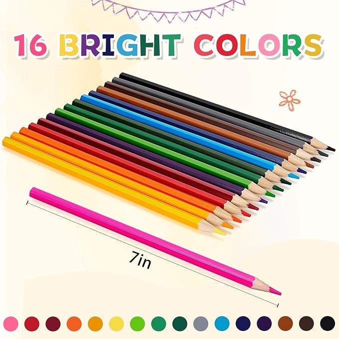 YEGEER 288 Count Colored Pencils Bulk, 16 Assorted Colors, Pre-sharpened Coloring Pencils Set for Kids and Adult, Teachers Essential Classroom Prizes, Back to School Supplies