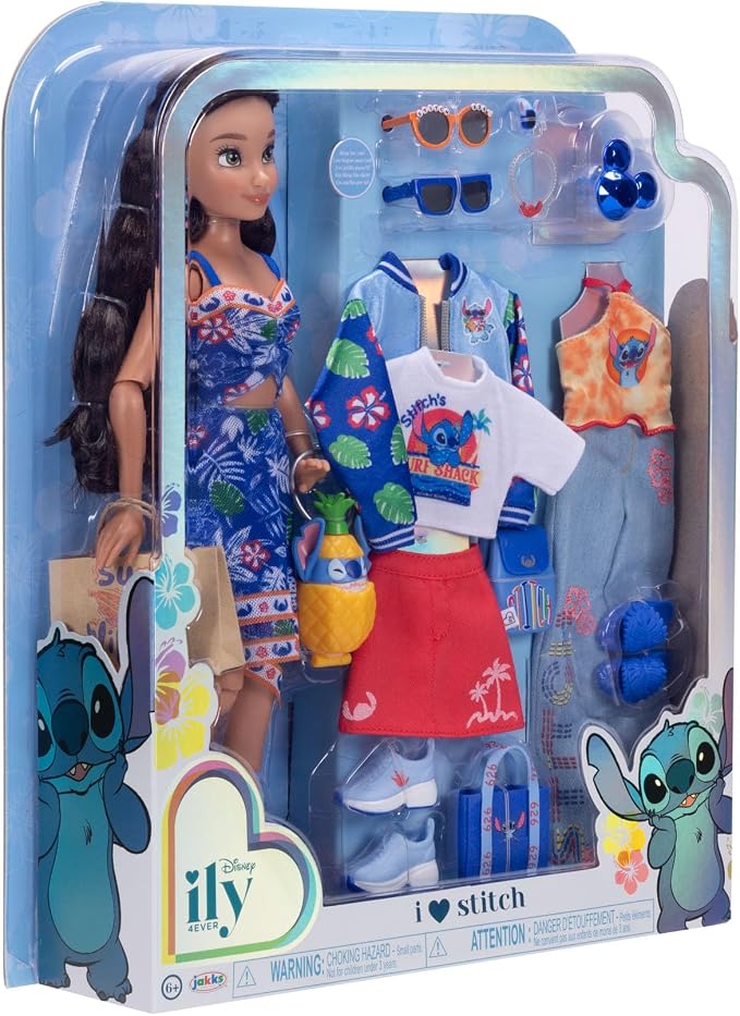 Disney ILY 4ever Fashion Dolls Inspired by Stitch 11.5" Tall with 13 Points of Articulation, Multi-Outfit Closet Set and a Glittery Mickey Ring for You! [Amazon Exclusive]