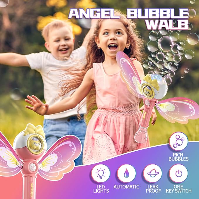 Princess Bubble Wands for Kids Girls - Bubble Machine LED Light Automatic Bubble Toys, Girl Stuff Outdoor Party Toys for Toddlers, Birthday Gift for 3 4 5 6 7 8 Year Old Girls