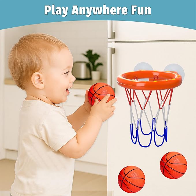 MARPPY Bath Toys - Bathtub Basketball Hoop for Toddlers | Bath Toys for Kids with 4 Mold-Free Balls & Strong Suction Cup Basketball Hoop | Shower Toys and Fun Toddler Bath Toys for Boys or Girls