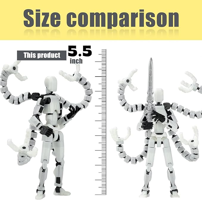 T13 Already Assembled Action Figure Accessories,T13 Multi-Jointed Movable,for Collectors Desktop Decorations t-13 Movability 3D Printed Toys (Blue Noctilucent Blue, 5.5 Inch)