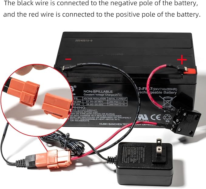 24V Charger for Ride on Toys Car 24 Volt (28.8V) Battery Wire Harness for Kids Electric Car Compatible with First Ride On Ford Bronco Raptor 24V Chevrolet Silverado Replacement Parts