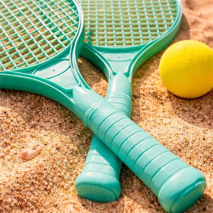 Miniland Beach Essentials, Sand Toys, Outdoor Toys for Toddlers 1-3, Beach Toys for Toddlers 1-3, Outdoor Play for Beach Vacations and Pool Fun | ECO Rackets with Ball