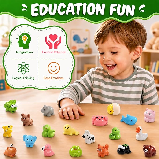 DIYDEC 85pcs Mini Resin Animal, Miniature Figures to Hide Little Tiny Resin Animal Small Duck Toys for Party Favors Bag Fillers Fairy Garden Dollhouse Crafts Decor