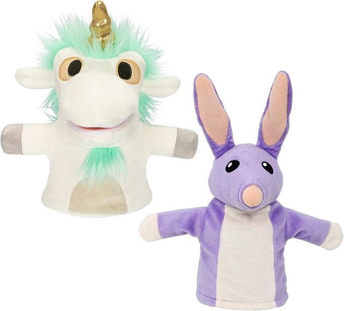 Bluey Unicorse & Bob Bilby Hand Puppets Plush 2-Pack – 8-9” Soft Deluxe Fabric, Embroidered Details, Perfect for Toddler Hands, Imaginative Play, Official Bluey Toys, Amazon Exclusive