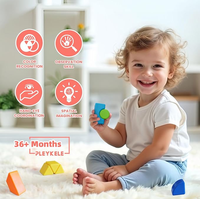 Big Magnetic Building Blocks, 1.65 Inch 8 Colors Magnetic Blocks for Kids Ages 3+, 3D Shapes Montessori Sensory Construction Toy for Boys and Girls (22PCS)