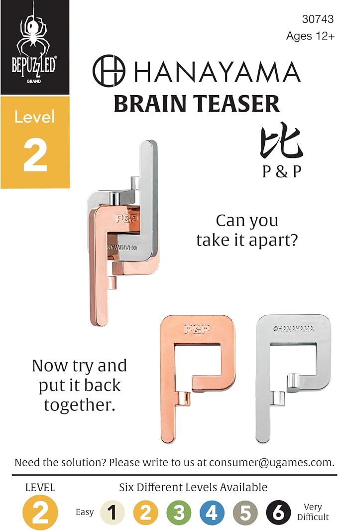 BePuzzled, P & P Hanayama Cast Metal Brainteaser Puzzle Mensa Rated Level 2, for Ages 12 and Up