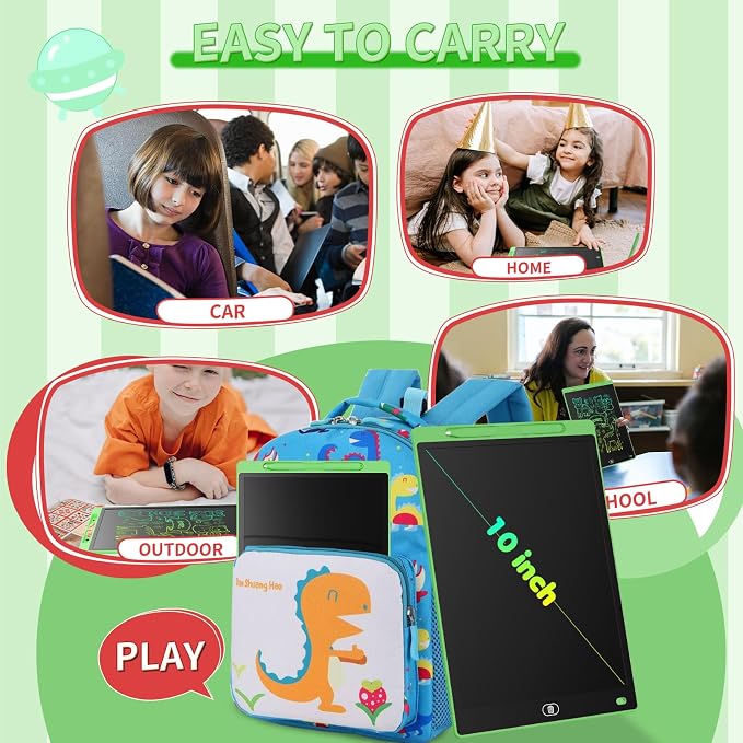Genialba LCD Writing Board 10 Inches, Colourful Electronic Tablet, Portable Erasable Drawing Board, Graphic Tablet for Children's Games 3 4 5 6 7 Year Old Kid Boys Girls (Green)