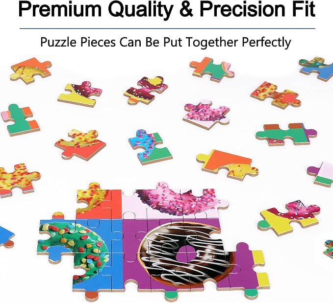 LELEMON Puzzles for Kids Ages 4-6, Donut Puzzle 60 Piece Puzzles for Kids in a Metal Box, Educational Kids Puzzles Jigsaw Puzzles Childrens Puzzle Games Puzzle Toys for Girls and Boys