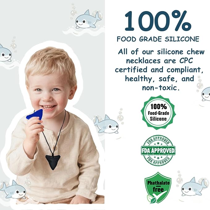 Chew Necklaces for Sensory Kids, 6 Pack Chewy Necklace Sensory Toys for Autism, ADHD, Anxiety- Silicone Teething Necklace Oral Chew Toys for Boys Girls Adults Chewer Reduces Chewing Fidgeting