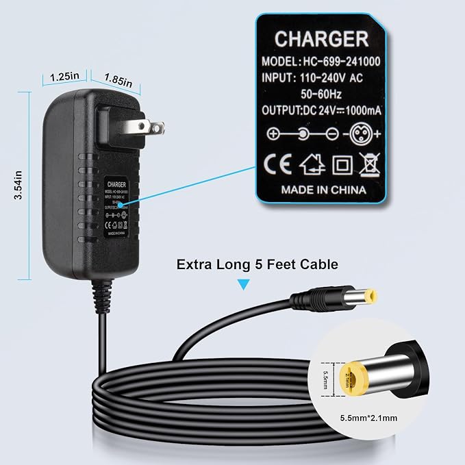 24V Charger for Kids Ride On Car Toys 24 Volt Battery Charger Wrangler SUV Kid Trax Dynacraft Toy Car Jeep ATV Quad (24v Battery Charger)