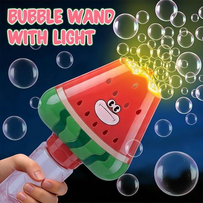 Aooess Bubble Wands for Kids Ages 3-5 Years Old: Automatic Bubble Machine for Kid, Light Up Bubble Wand Toddler Outdoor Toys, Summer Outdoor Party Birthday Gift for 3 4 5 6 7 8 Year Old Girls, Red