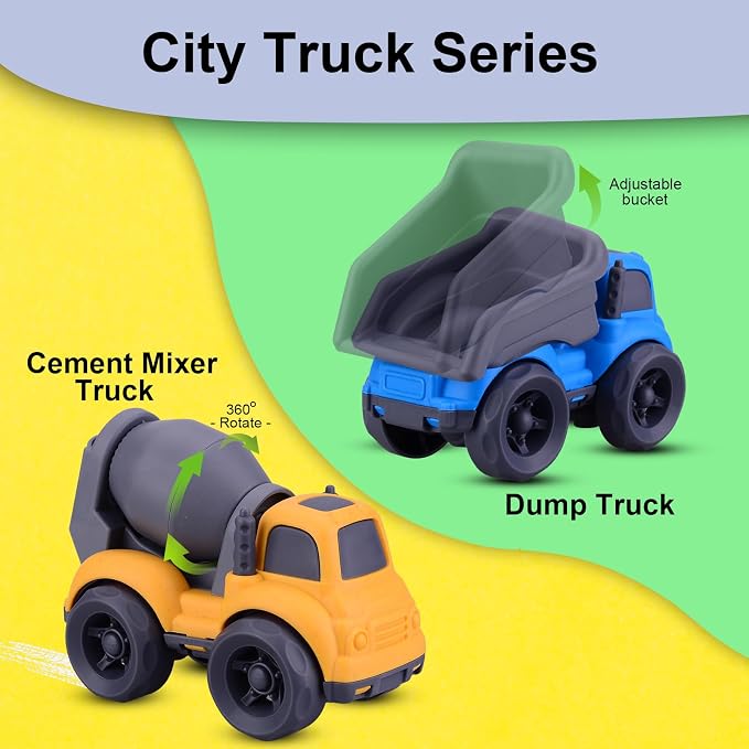 Aigitoy Dump Truck Toys for 3 Year Old Boys, BPA Free, Phthalates Free, PVC, Dump Truck, Mixer Cement, Easter Christmas Birthday Gifts for 2 3 4 Year Boy Girl. Dishwasher Safe,Recycled Plastic (Blue)