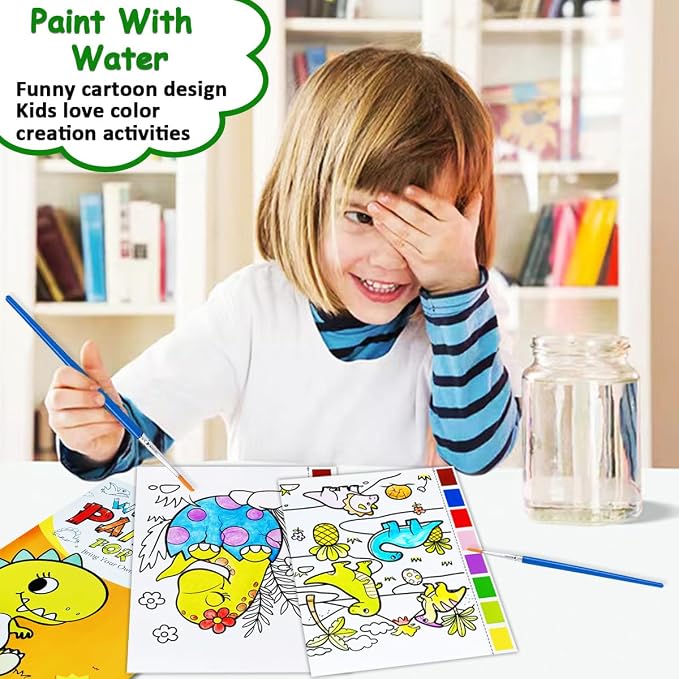 Watercolor Coloring Book for Kids, Paint with Water- Magic Paint Set Water Painting Book for Toddlers- Arts and Crafts Kit for Girls Boys Travel Activities -Stocking Stuffers for Kids
