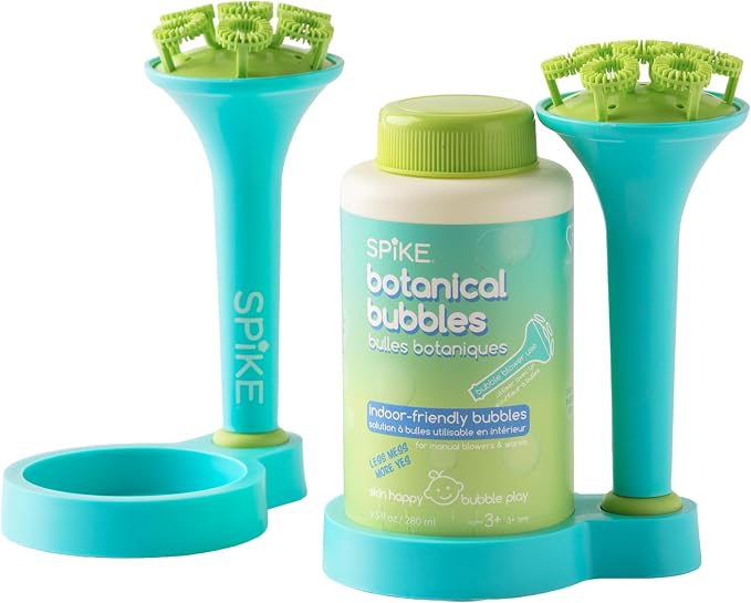 Innobaby Spike Mess Free Botanical Bubbles w/ 2 EZ Blow Wands & Trays -Aqua