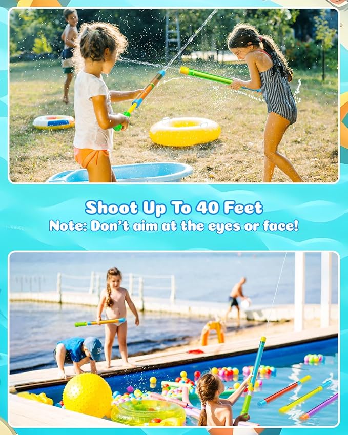 Water Gun Squirt Toys for Kids Adults- 4 Pack Water Blaster 40ft Squirt Gun for Age 3-4-5-8-12 Girls Boys, Fun Water Squirter Toy for Swimming Pool Beach Summer Outside Party Yards Games Outdoor