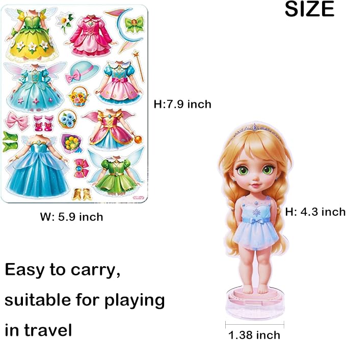 Magnetic Dress up Dolls - Girls Fun Mix and Match Play Magnetic Paper Dolls with 4 Themed Magnetic Costume Stickers for Creating Imaginative Birthday Gifts