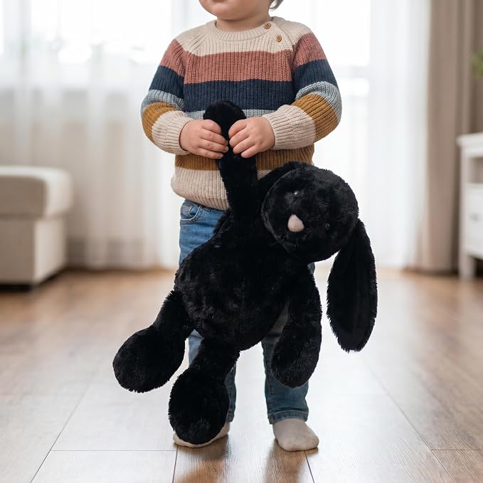 WEIGEDU Black Rabbit Bunny Stuffed Animal Plush Toy with Floppy Ears | 17.7 Inch, Soft Plush Cuddle Buddy, Gift for Boys, Girls, Nursery Decor, Easter